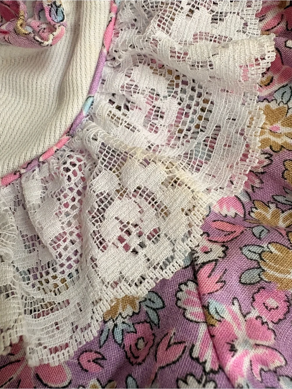 Vintage Roanna 2T Floral Pink Lace Collar Dress